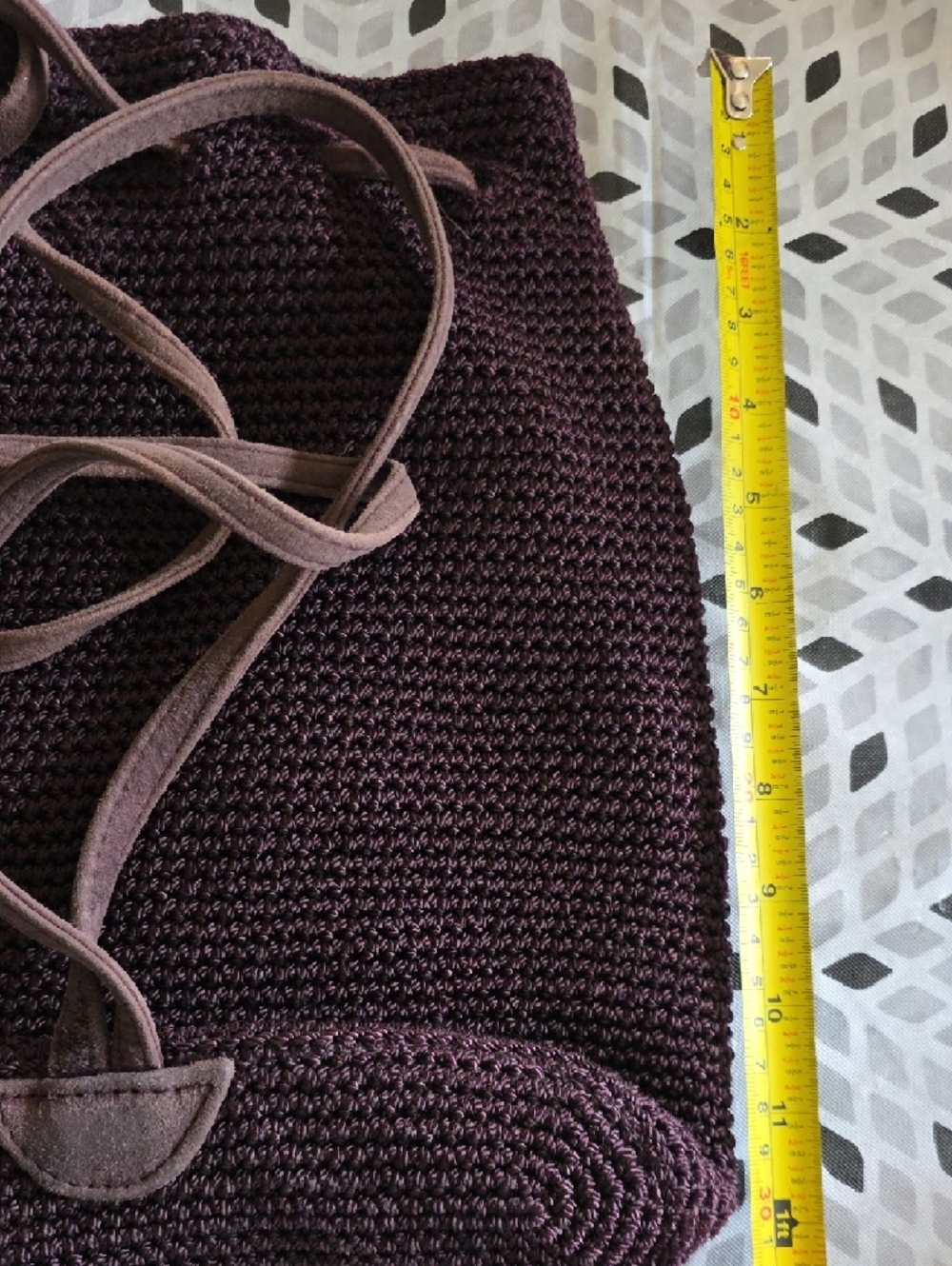 The Sak Plum Crochet Drawstring Backpack with Leather Trim - Picture 5 of 7